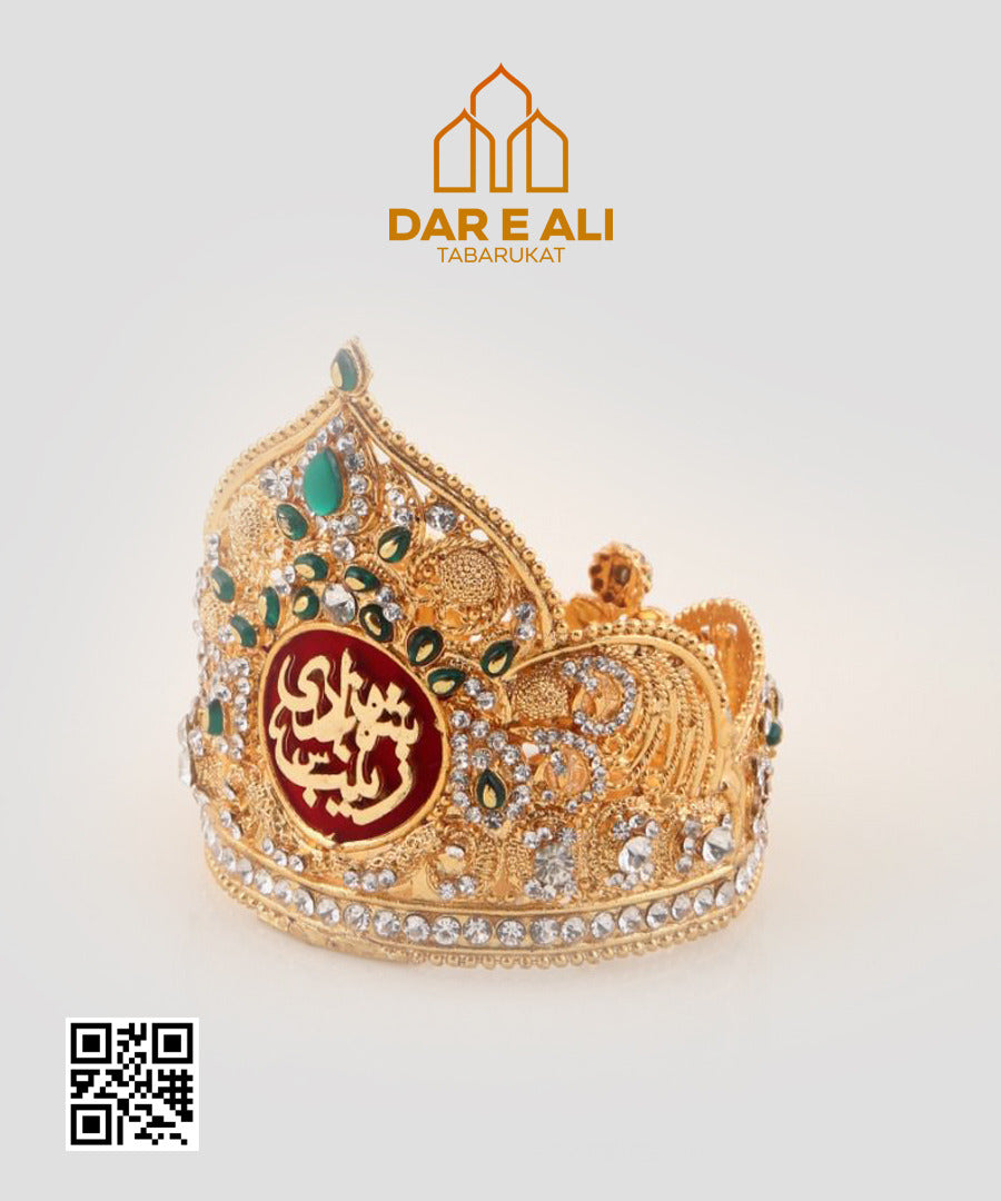 Shahzadi Zainab (sa) Kashi Taaj Gold Polish with Green Stones Work